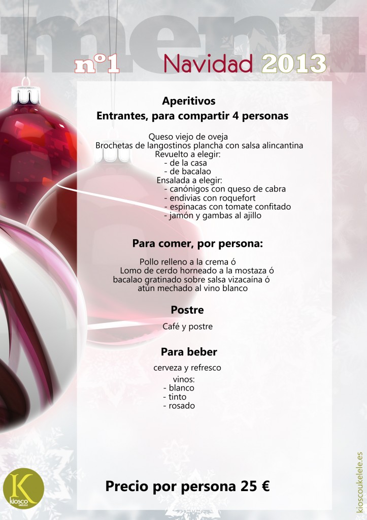 menús navideños en kiosco ukelele (restaurante dos hermanas)