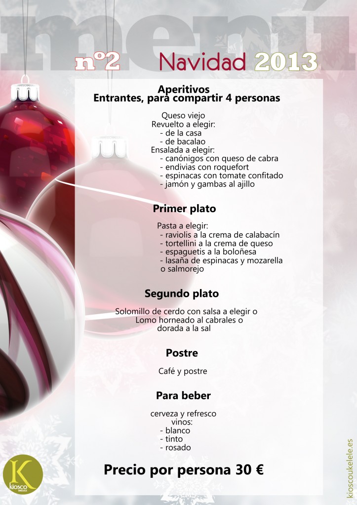 menús navideños en kiosco ukelele (restaurante dos hermanas)