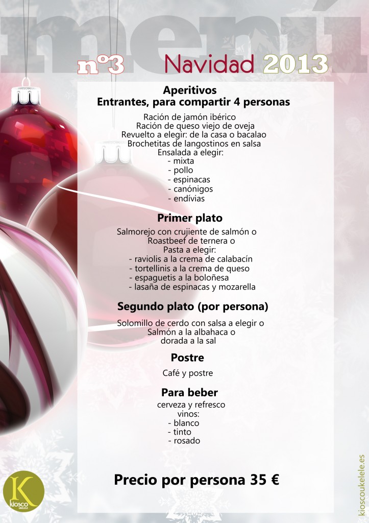 menús navideños en kiosco ukelele (restaurante dos hermanas)