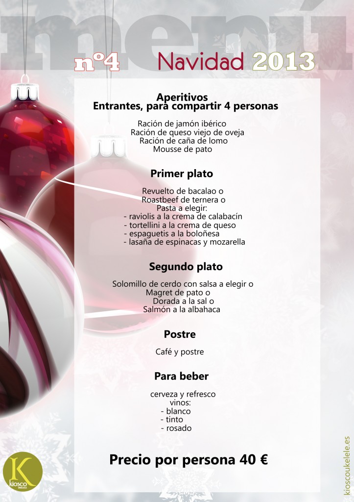 menús navideños en kiosco ukelele (restaurante dos hermanas)